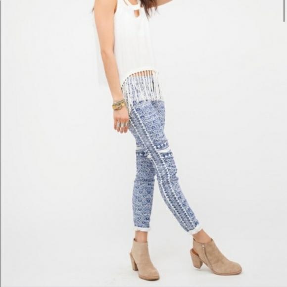 MOTHER Denim - Mother Colorblock Looker Skinny Jeans in Shag Pattern